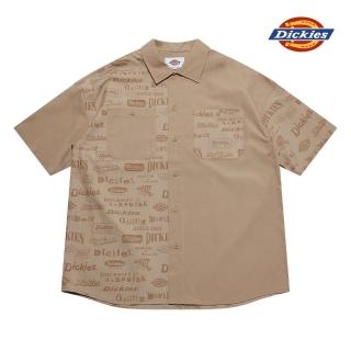 【Dickies】男款沙色純棉府綢字母拼接素面短袖襯衫｜DK010210CH1