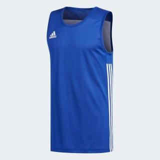 【adidas 愛迪達】Adidas 3G SPEE REV JRS    男 籃球背心 球衣 雙面穿 透氣 圓領 三條線 藍白(DY6593)