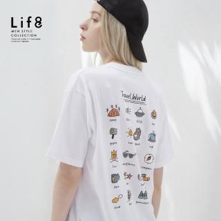 【Life8】Casual MIT 世界旅遊 印花短袖上衣-白色(10606)