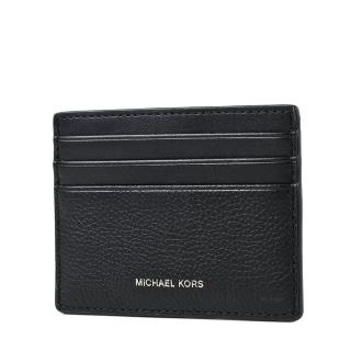 【Michael Kors】男款 銀字荔枝紋皮革名片夾-黑色