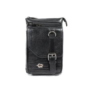 【DRAKA 達卡】匠心獨具系列-斜背腰包/牛皮小方包-牛津黑(44DK365-5767)