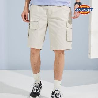 【Dickies】男款米灰色純棉多口袋工裝短褲｜DK010261ST0