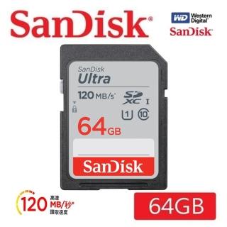 【SanDisk 晟碟】全新版 64GB Ultra SDXC UHS-I 120MB/s Full HD 記憶卡(原廠10年有限保固  讀速120MB/s)