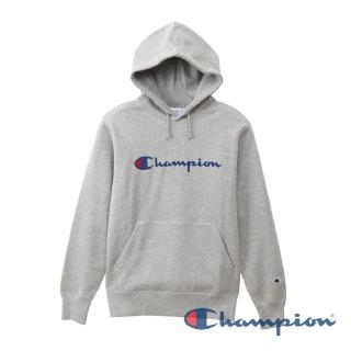 【Champion】Basic草寫Logo內刷毛連帽Tee-灰色