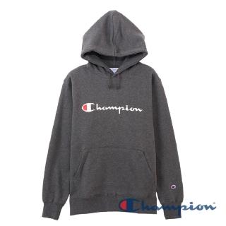 【Champion】Basic草寫Logo內刷毛連帽Tee-深灰色