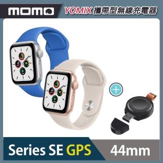 【Apple 蘋果】Apple Watch SE GPS 44mm★攜帶型無線充電器(鋁金屬錶殼搭配運動型錶帶)
