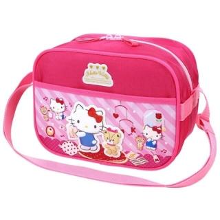 【小禮堂】Hello Kitty 兒童尼龍斜背包 《桃小熊款》(平輸品)