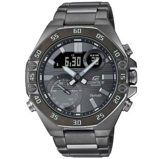 【CASIO 卡西歐】EDIFICE 八角錶殼競速藍牙智慧不鏽鋼腕錶/鐵灰(ECB-10DC-1BDF)