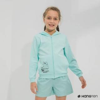 【Hang Ten】女童-Charlie Brown斜插袋連帽外套(綠)