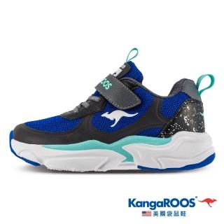 【KangaROOS 美國袋鼠鞋】童鞋 CASPO 科技 輕盈透氣 幻彩反光 運動鞋(藍-KK11886)