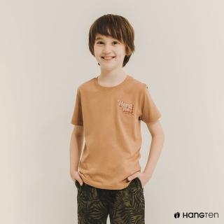 【Hang Ten】童裝-有機棉美式復古LOGO印花T恤(棕)