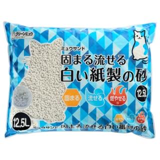 【Clean one】白色無香超凝結紙貓砂12.5L(尿色檢查/低粉塵/紙砂/凝結砂/日本製)