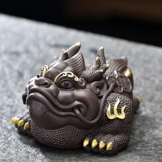 【桃花源創意工坊】招財金蟾紫砂茶寵可養蟾蜍家居客廳招財擺件茶室茶道桌面裝飾品擺設(陶瓷紫砂)