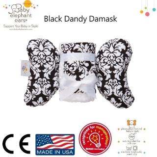 【Baby Elephant Ears】美國大象耳朵寶寶 護頸枕+毛毯組(Black Dandy Damask)