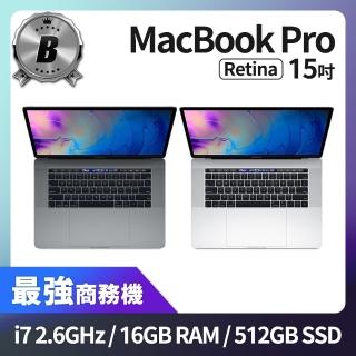 【Apple 蘋果】A 級福利品 MacBook Pro Retina 15吋 TB i7 2.6G 處理器 16GB 記憶體 512GB SSD(2018)