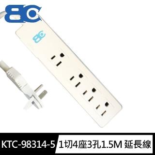 【博銓科技BC】KTC-98314-5 1切4座3孔1.5M/5尺 防雷擊 延長線(90度貼壁拉環插頭)