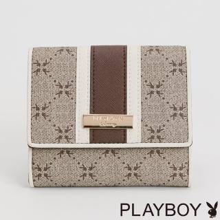 【PLAYBOY】翻蓋短夾 可可拿鐵Cocoa latte系列(咖啡色)