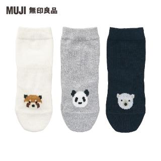 【MUJI 無印良品】幼兒棉混腳跟特殊編織動物紋樣直角襪三雙組(混色11~15cm)