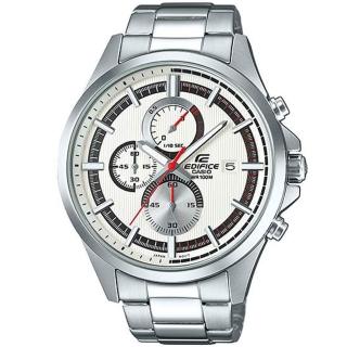 【CASIO 卡西歐】EDIFICE 質感條紋三眼計時錶(EFV-520D-7A)