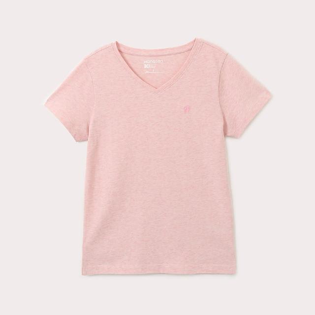 【Hang Ten】女裝-100%純棉 BCI良好棉花V領短袖素面T恤(多色選)