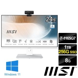 【MSI 微星】Modern AM241P 11M-1216TW 白 24型(i7-1165G7/8G/256G SSD+1TB HDD/W11)