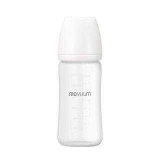 【MOYUUM】韓國 寬口矽膠玻璃奶瓶-雲朵白(240ml)