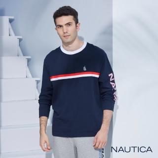 【NAUTICA】男裝 時尚LOGO長袖T恤(深藍)