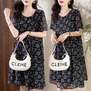 【麗質達人】1289印花短袖洋裝(S-4XL)