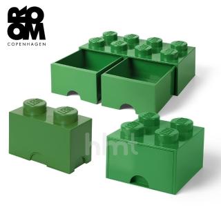 【LEGO 樂高】Room Copenhagen Storage Brick 2+Brick Drawer4+8 knobs樂高積木抽屜組合-綠色(樂高收納盒)