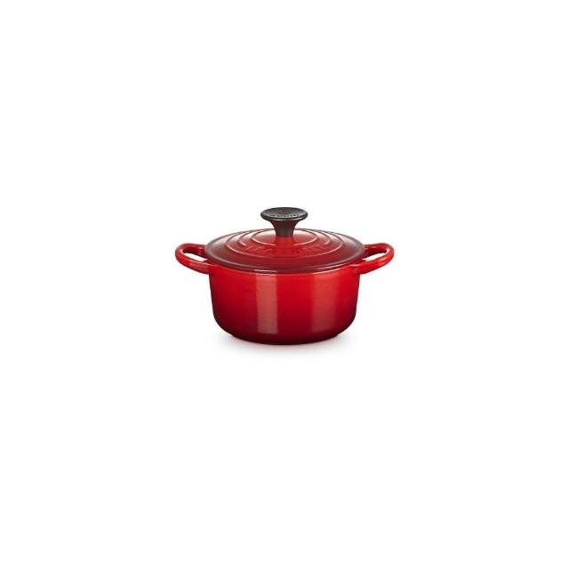 【Le Creuset】琺瑯鑄鐵鍋圓鍋16cm(雪紡粉/海岸藍/火焰橘/櫻桃紅 4色選1)