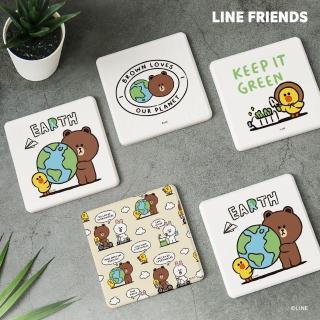 【收納王妃】LINE Friends 環保系列 方形 圓形 珪藻土杯墊 2入組(10x10x0.9cm)