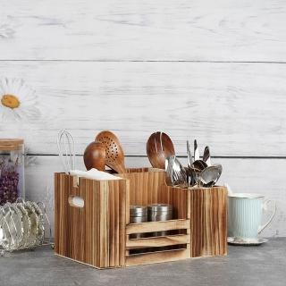 【桃花源創意工坊】北歐風格多用原木色復古收納盒多格分層收納盒(家具)