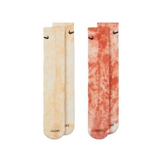 【NIKE 耐吉】長襪 Everyday Plus Crew Socks 男女款 黃 橘 渲染 暈染 襪子 兩入組(DM3407-906)