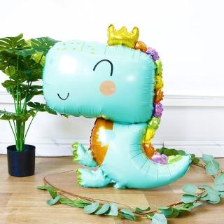 韓系ins風皇冠恐龍鋁膜氣球1顆(森林系 生日氣球 派對 生日派對 派對氣球 佈置 氣球)