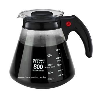 【Tiamo】耐熱玻璃咖啡壺 800cc 台灣製-黑色(HG2222BK)