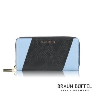 【BRAUN BUFFEL 德國小金牛】台灣總代理 塔莉亞 12卡拉鍊長夾-藍色(BF672-602-BL)