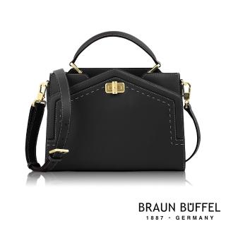 【BRAUN BUFFEL 德國小金牛】台灣總代理 奧菲莉亞-D 手提包-黑色(BF681-47-BK)