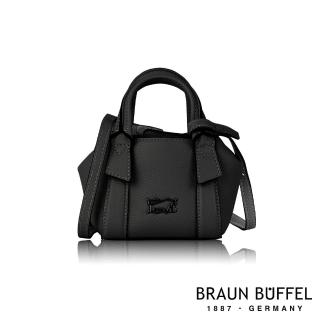 【BRAUN BUFFEL 德國小金牛】台灣總代理 維納斯 迷你手提包-黑色(BF677-A713-BK)