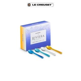【Le Creuset】瓷器里維埃拉系列小湯匙4入組(地中海藍/加勒比海藍/蛋白霜/杏桃黃)