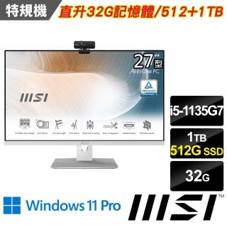 【MSI 微星】Modern AM271P 11M-629TW-SP3 白 27型(i5-1135G7/32G DDR4/512G PCIE+1TB/W11P)