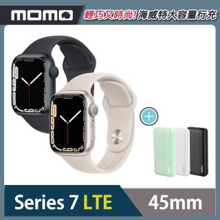 【Apple 蘋果】Apple Watch S7 LTE 45mm★海威特行充組(鋁金屬錶殼搭配運動型錶帶)