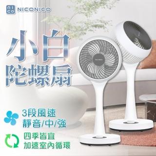 【NICONICO】9吋 小白 360度 循環 陀螺立扇 風扇 NI-GS902(冷暖氣循環 省電 三段風速)