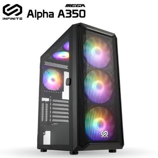 【INFINITE】MEGA Alpha A350 側掀鋼化玻璃側板機殼 電腦機箱(內附定光風扇x6)