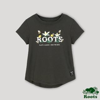 【Roots】Roots 小童- 生生不息系列 蜜蜂與花朵短袖T恤(鐵灰色)