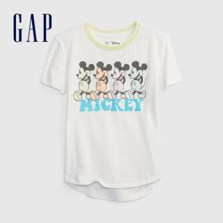 【GAP】女童 Gap x Disney 迪士尼系列 趣味互動亮片短袖T恤(860853-白色)