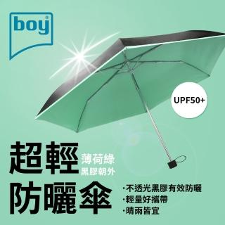 【boy】抗UV超輕防曬降溫防風三折晴雨傘_薄荷綠(晴雨傘/抗UV/防曬/降溫/黑膠傘)