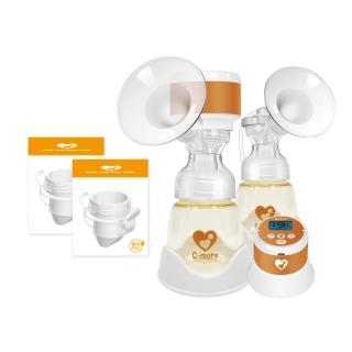 【C-more 新貝樂】C1三合一雙邊電動吸乳器+母乳袋轉接環兩入(職場回歸組)