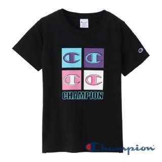 【Champion】Womens彩色文字印花短Tee-黑色