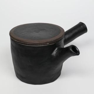 【福介商店】日本陶壺 美濃燒 黑錆 橫手急須0.31L(泡茶壺 沖泡壺 橫柄壺具)