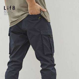 【Life8】Casual 防潑水織紋 戰術縮口長褲-深藍(02631)